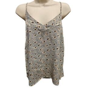 Floreat Anthropologie size S floral tank summer viscose EUC blue v neck casual